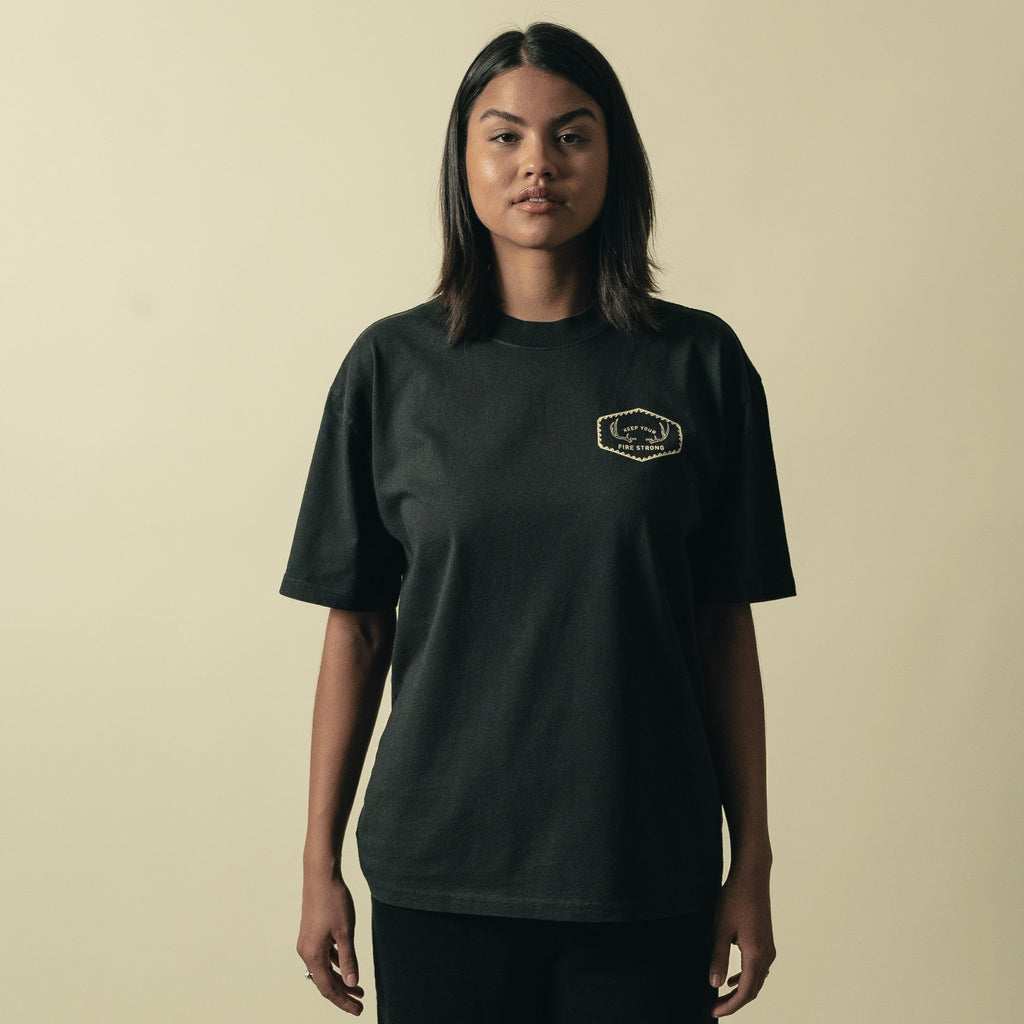 Keep Your Fire Strong - “River Antler” Tee - BLACK