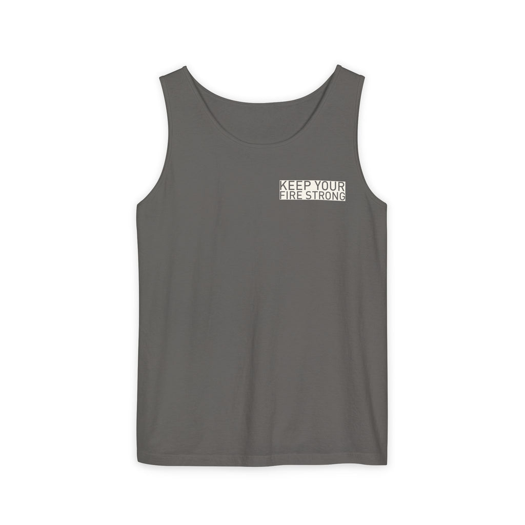 Keep Your Fire Strong - “River Antler” TANK - Faded Charcoal  - 100% carded cotton