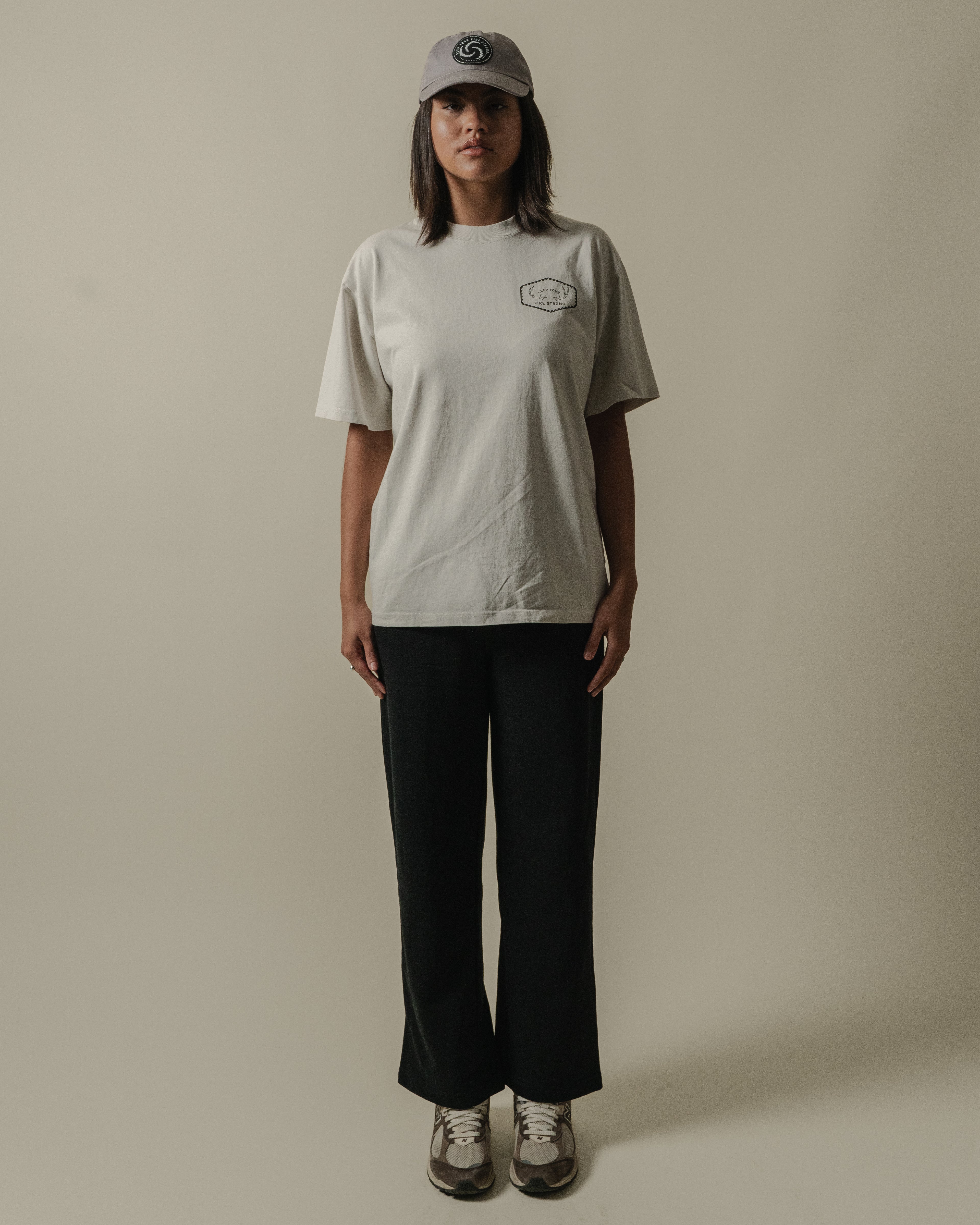 Keep Your Fire Strong - “River Antler” Tee - BONE - 100% carded cotton