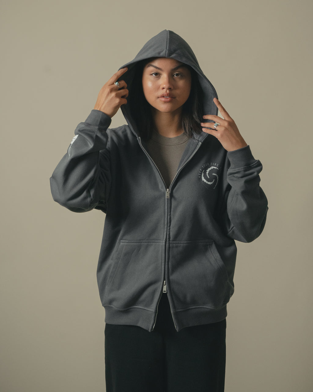 Keep Your Fire Strong Double-Zip Hoodie 345GSM Boxy-Fit