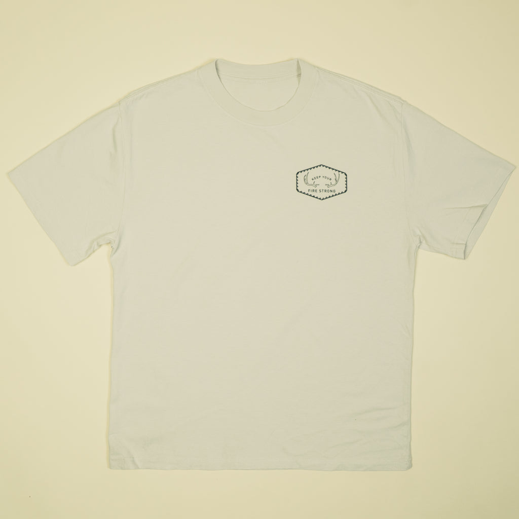 Keep Your Fire Strong - “River Antler” Tee - BONE - 100% carded cotton
