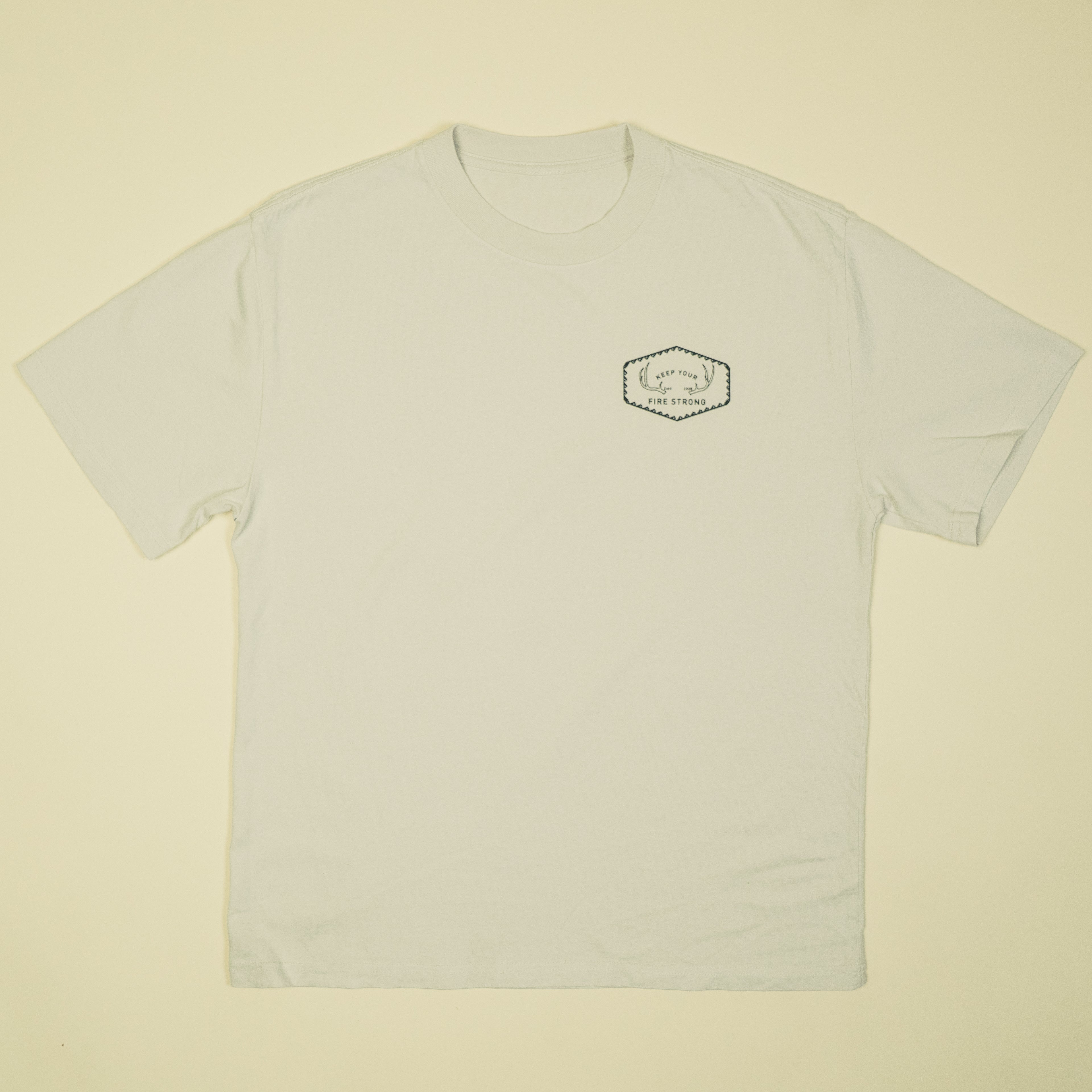 Keep Your Fire Strong - “River Antler” Tee - BONE - 100% carded cotton