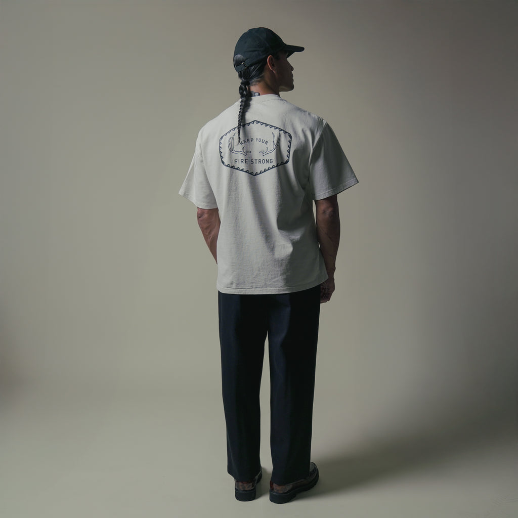 Keep Your Fire Strong - “River Antler” Tee - BONE - 100% carded cotton