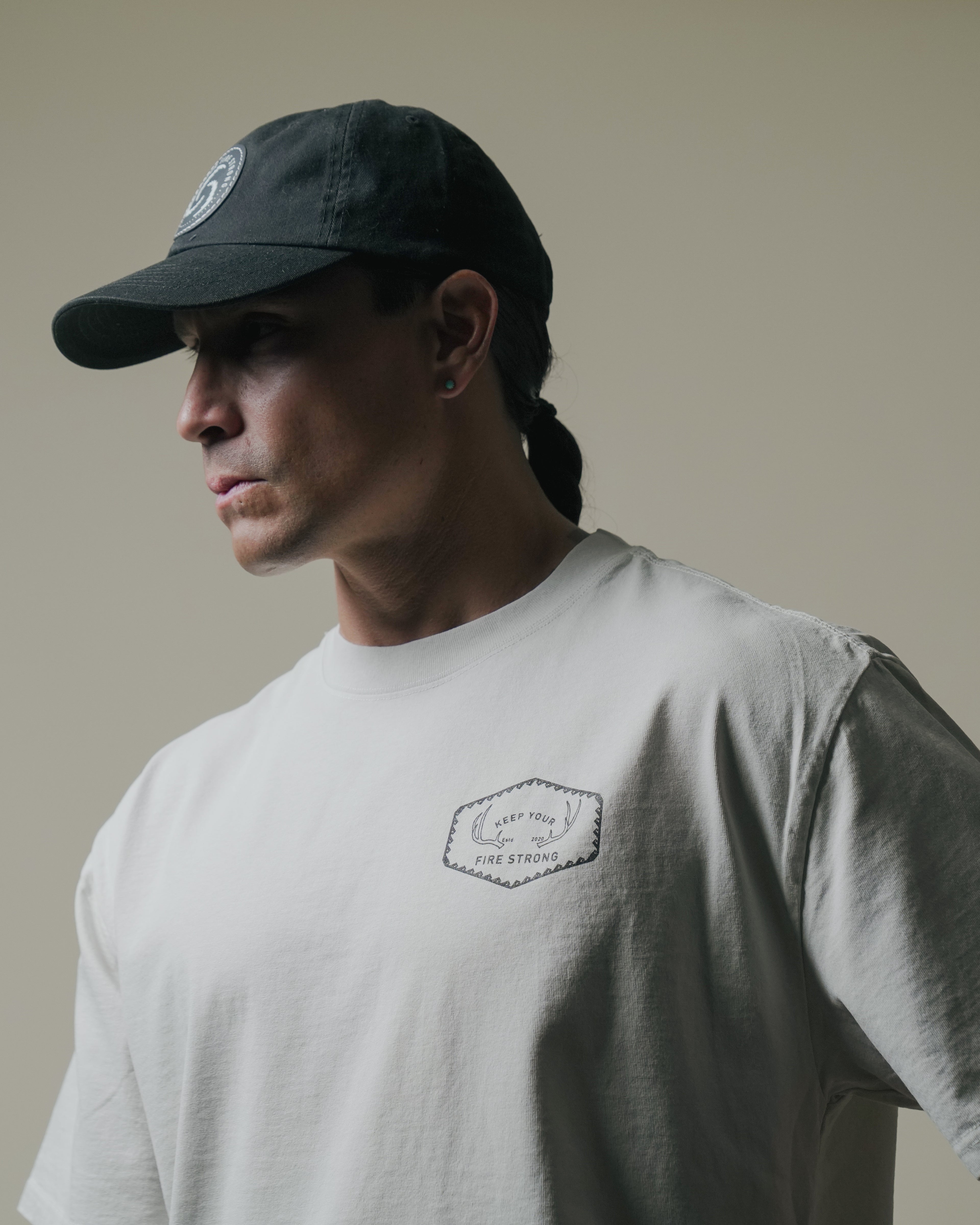 Keep Your Fire Strong - “River Antler” Tee - BONE - 100% carded cotton