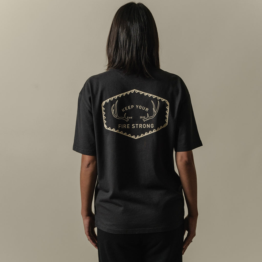 Keep Your Fire Strong - “River Antler” Tee - BLACK
