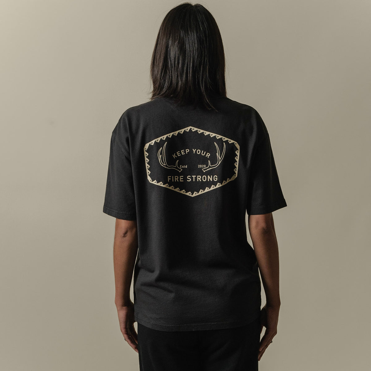 Keep Your Fire Strong - “River Antler” Tee - BLACK